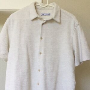 Zara Cream Casual Button Down Shirt